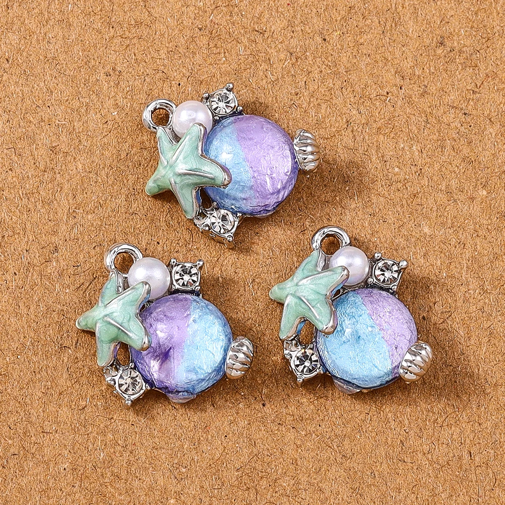 5 Stück exquisite Edelstein-Kristall-Seestern-Charms-Anhänger für Schmuckherstellung, Halskette, Armband, Ohrringe, DIY-Zubehör – Detail 3