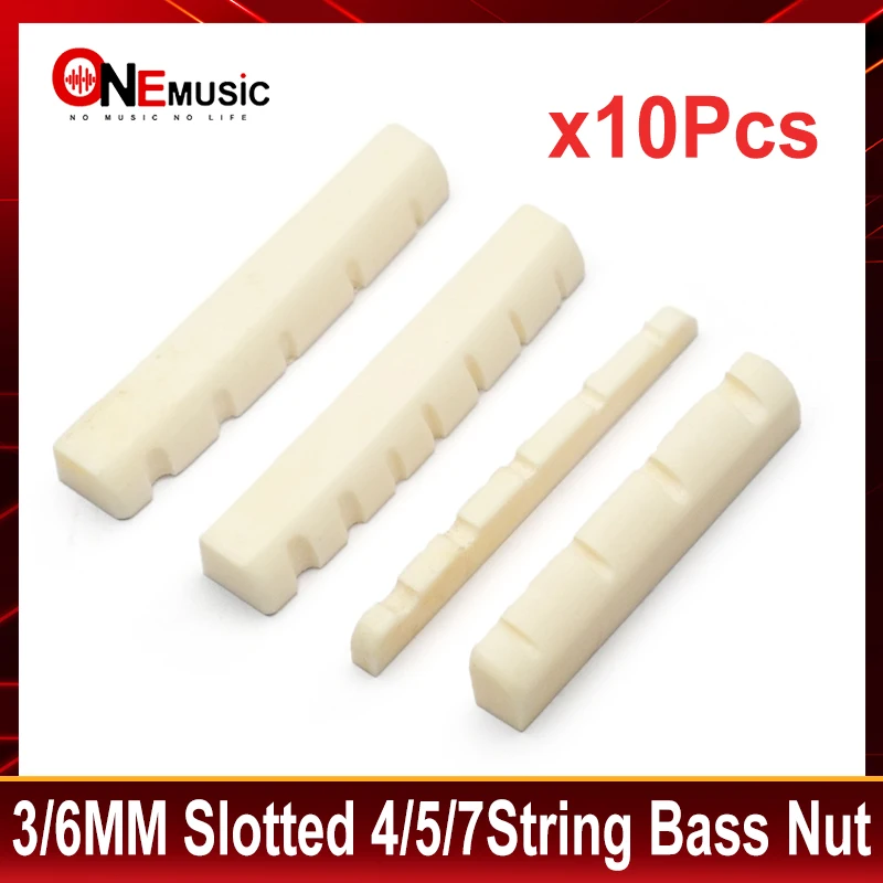 10Pcs 4/5/7 String Bass Nuts 3MM 6MM Slotted Real Bone for Electric Bass 42/48*6*8.5mm 48x3x5.5mm