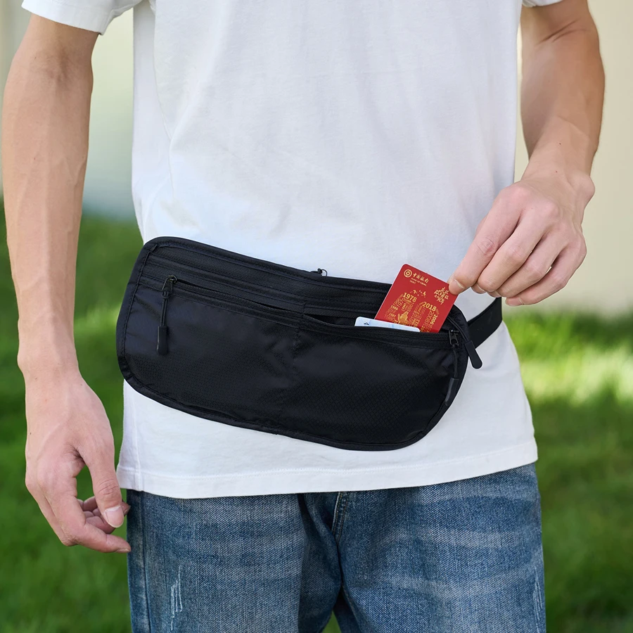 حقيبة خصر خارجية مناسبة للرجال والنساء، حقيبة هاتف سفر غير مرئية متعددة الوظائف، تخزين محمول، مضادة للسرقة، ou