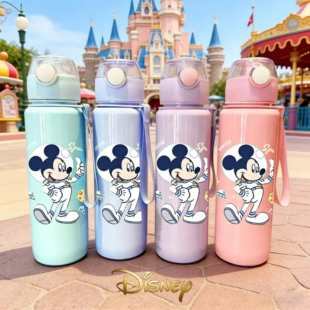 

Бутылка для воды с 3D-принтом Disney Astronaut Mickey, новая крышка с откидной крышкой, многоразовая, легкая дорожная бутылка, забавный дизайн, прочная.