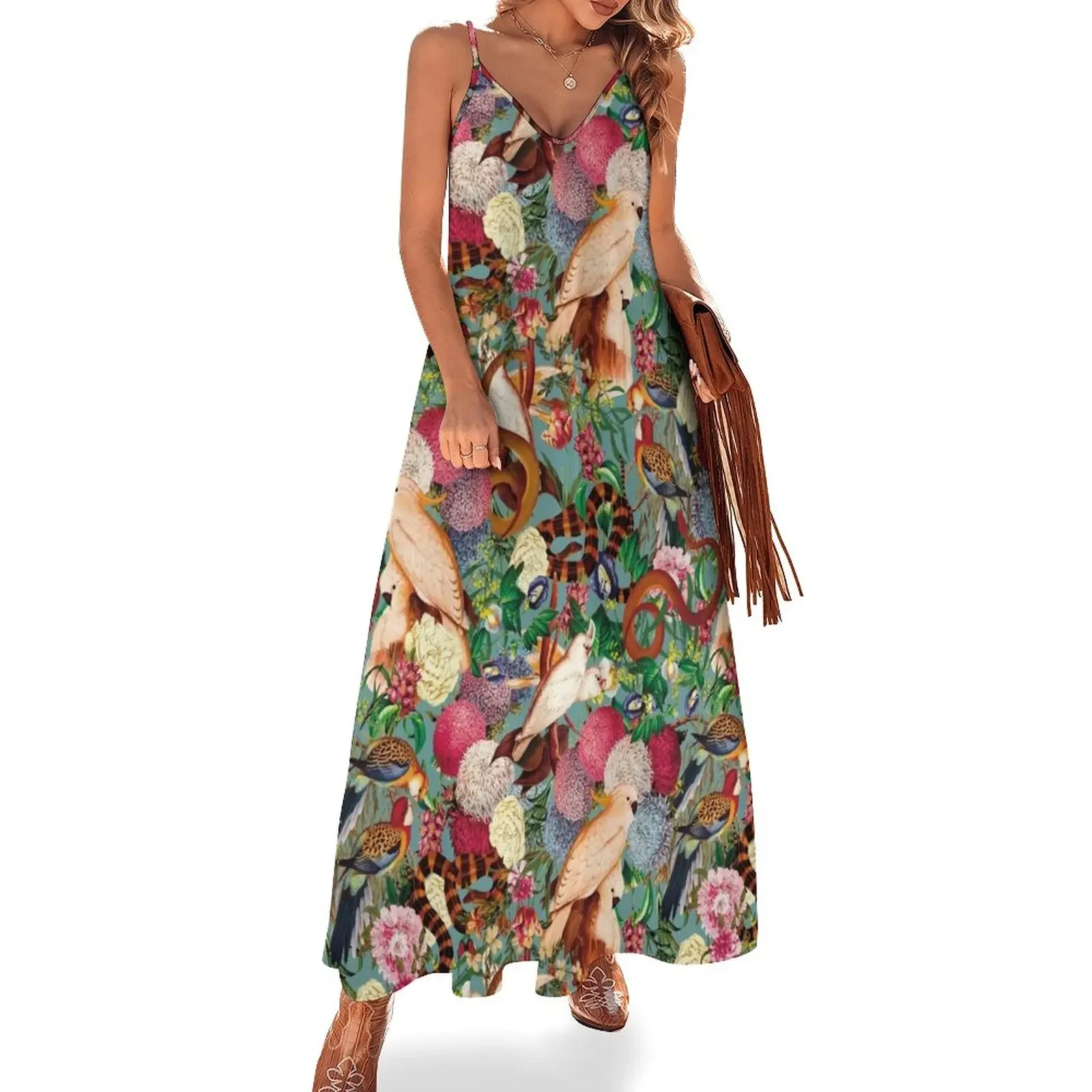 

Floral and Animals pattern Sleeveless Dress dress for women Party dresses