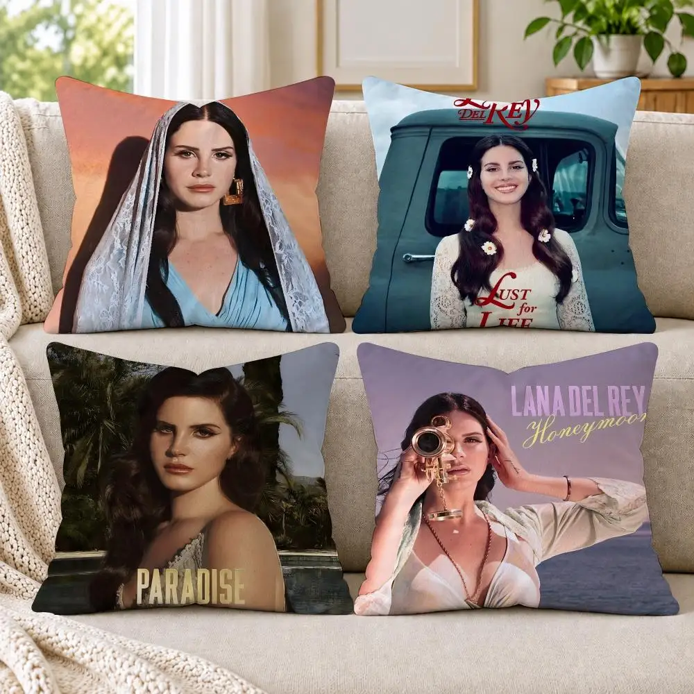 L-Lana Del Reys Cushion Cover Short Plush Double-Sided Printing Sofa Bedroom Living Room Throw Pillow Cover Home Decor