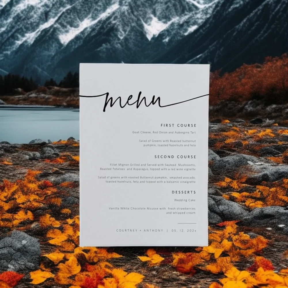 Personalized wedding menu card, Menu Card, 5x7inch