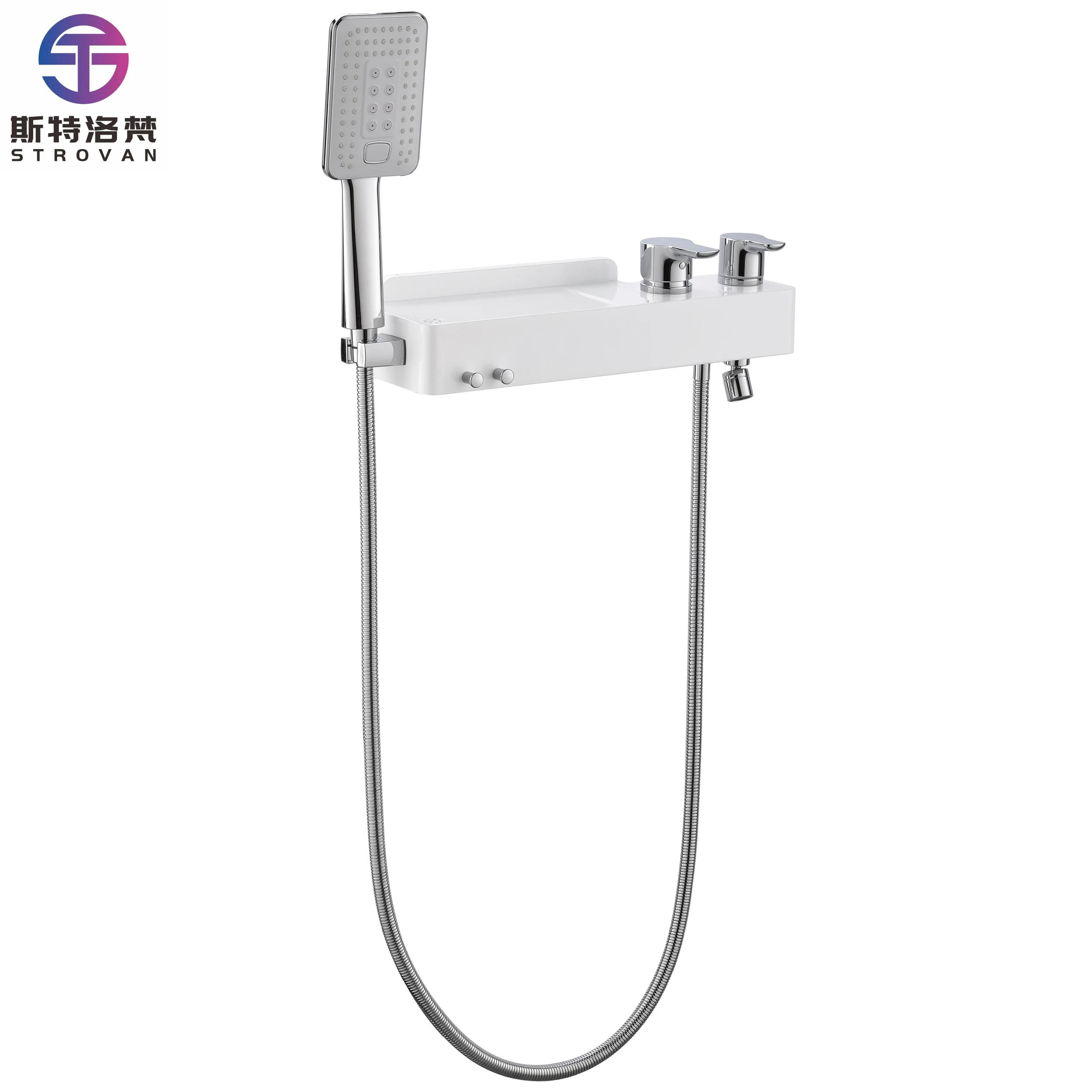

Single-Handle Wall Mounted Chrome Brass Bath Room Hand Shower Set with Ceramic Valve Soft Rain Spray Pattern