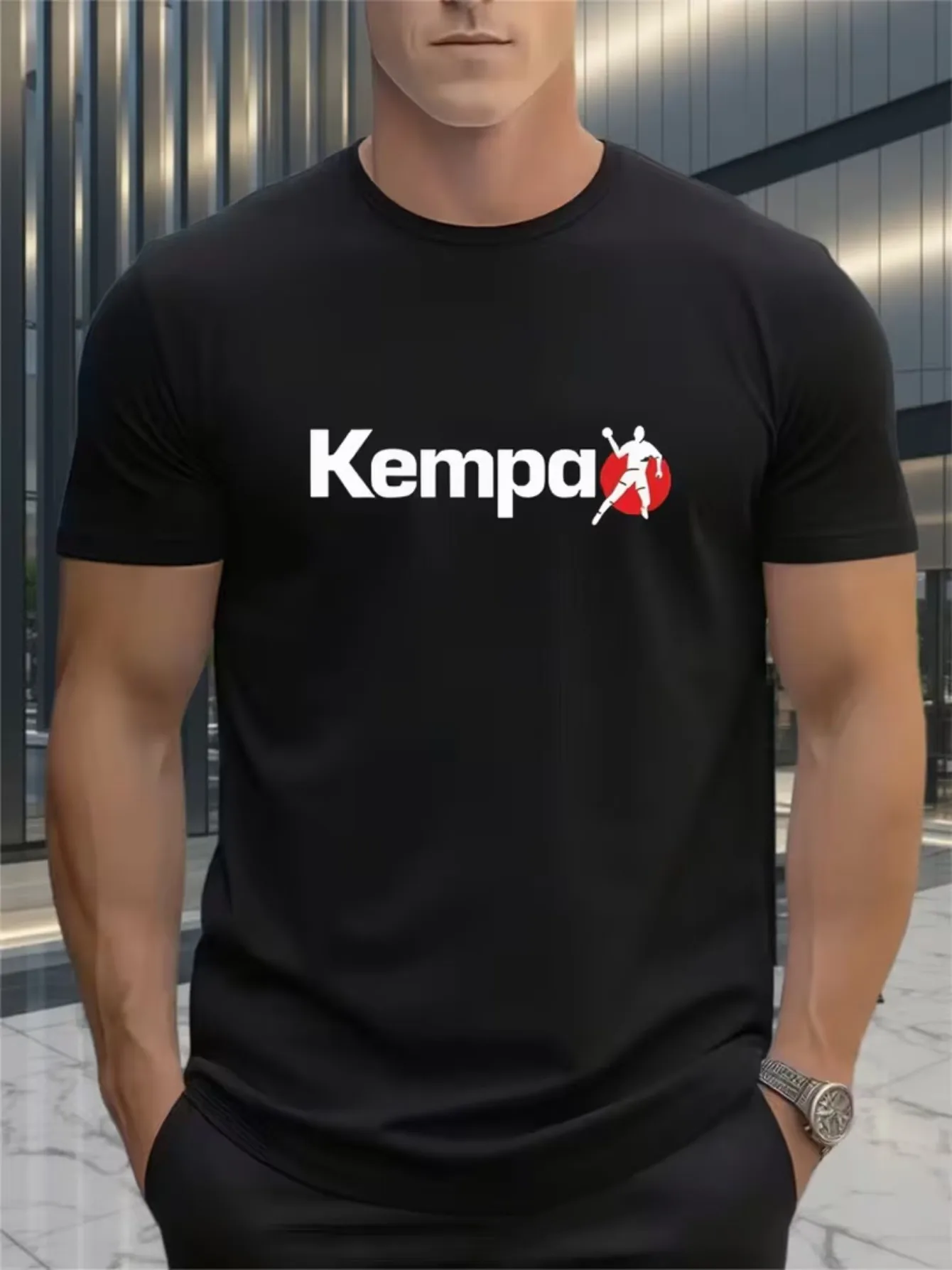 Camiseta para hombre con estampado deportivo de balonmano Kempa, diseñada para entusiastas de los deportes, llena de vitalidad, adecuada para fitness y viajes.