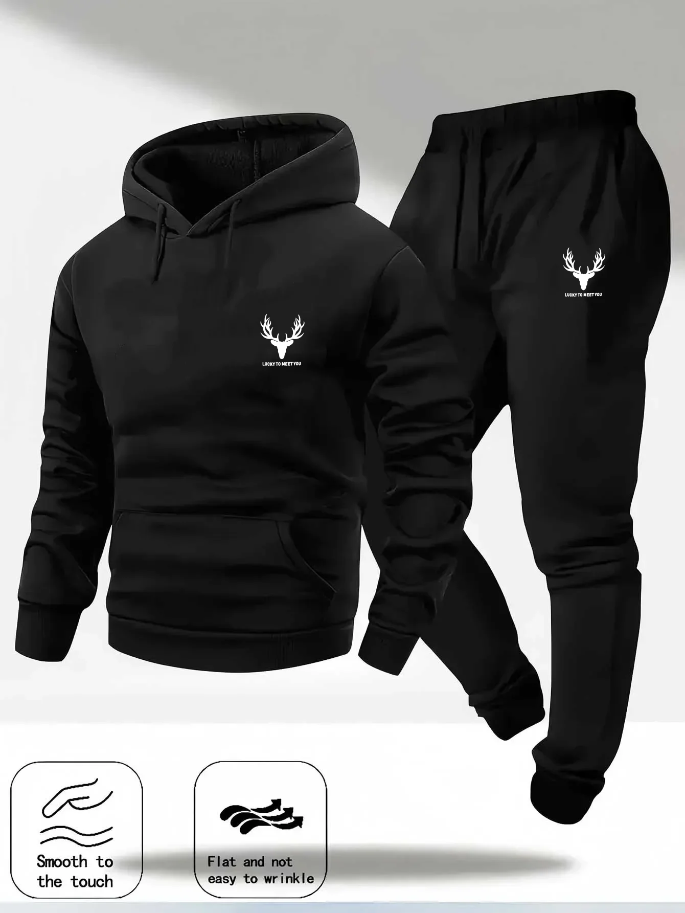 Ensemble basique à capuche pour jeune homme, sweat-shirt ample et doux, pantalon de jogging assorti, pour le campus, le quotidien, le sport, les occasions sociales, toutes saisons
