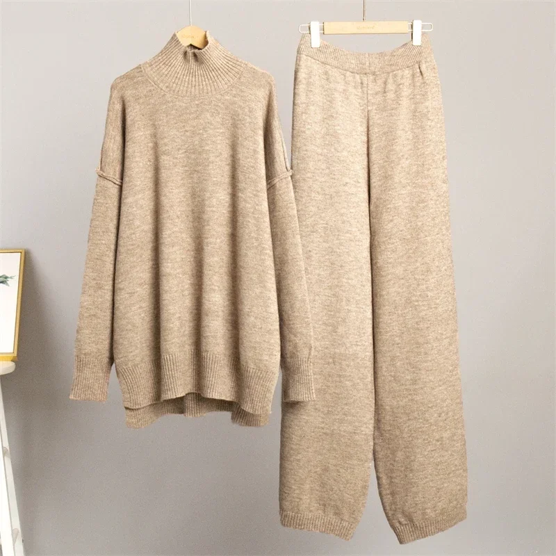 Fashion Knitted 2 Piece Sets Women Outfit Fall Clothes 2024 Women Pullover Sweater Top and Pant Sets Casual Tracksuits Set Women