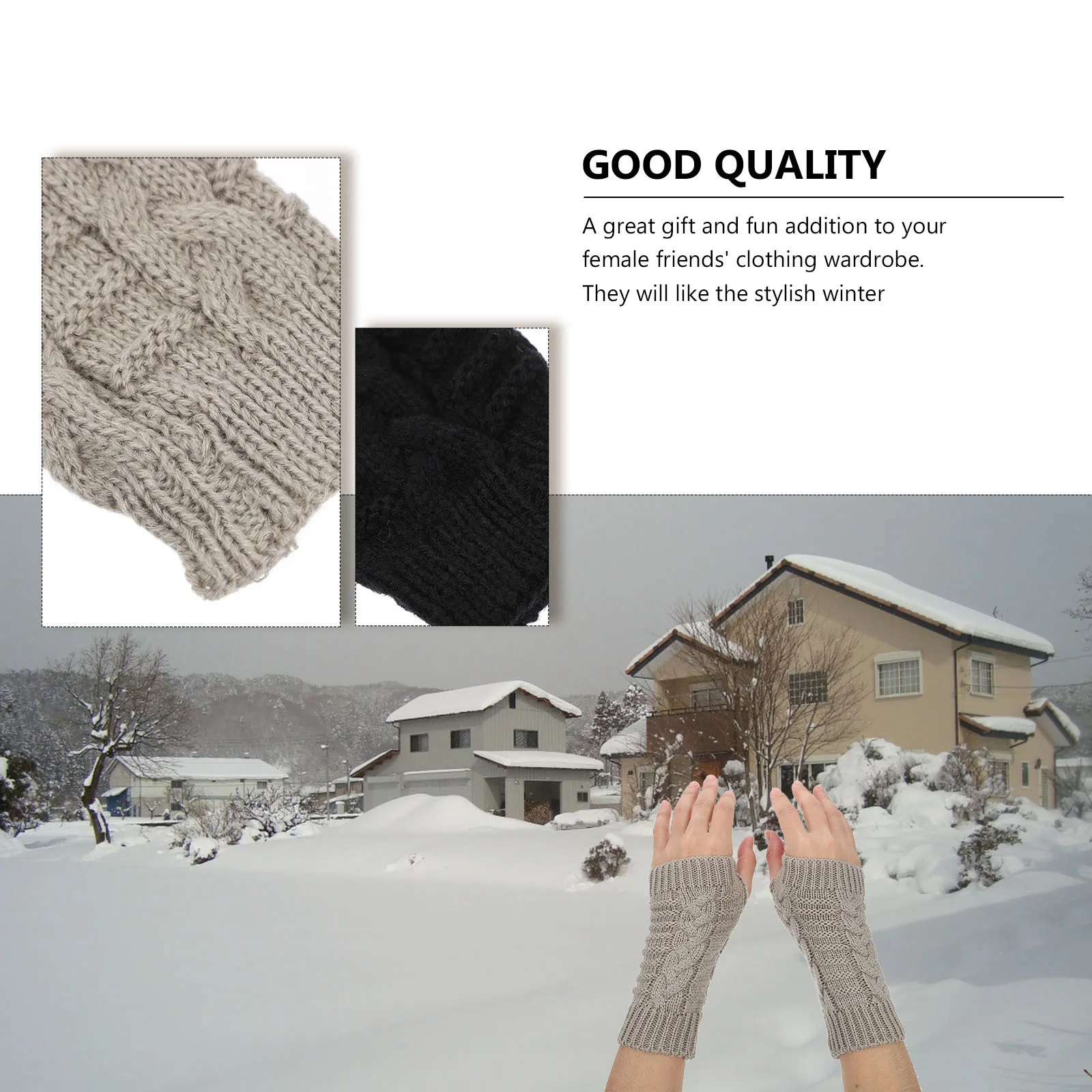 

Winter Warmth Keeping Gloves Half Finger Thermal Mitts For Women Soft Knitted Anti-Cold Outdoor Bamboo Joint Design