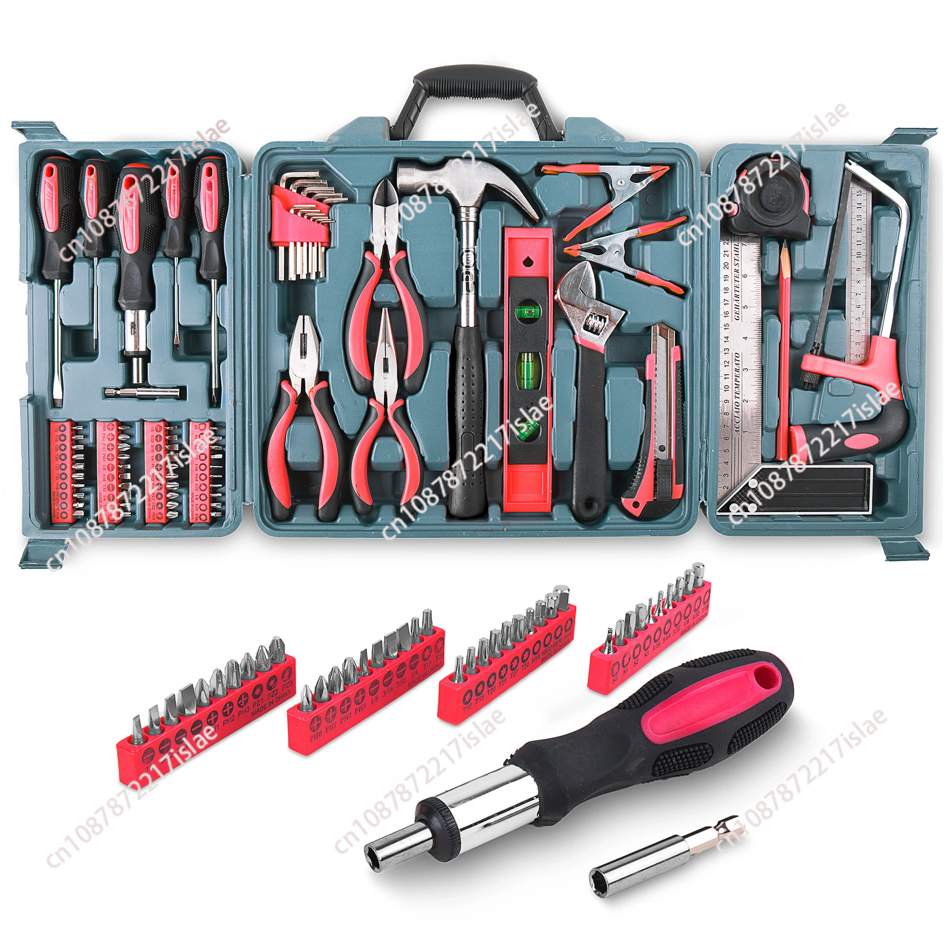 71 pieces pink household tool set screwdriver pliers wrench multi-purpose