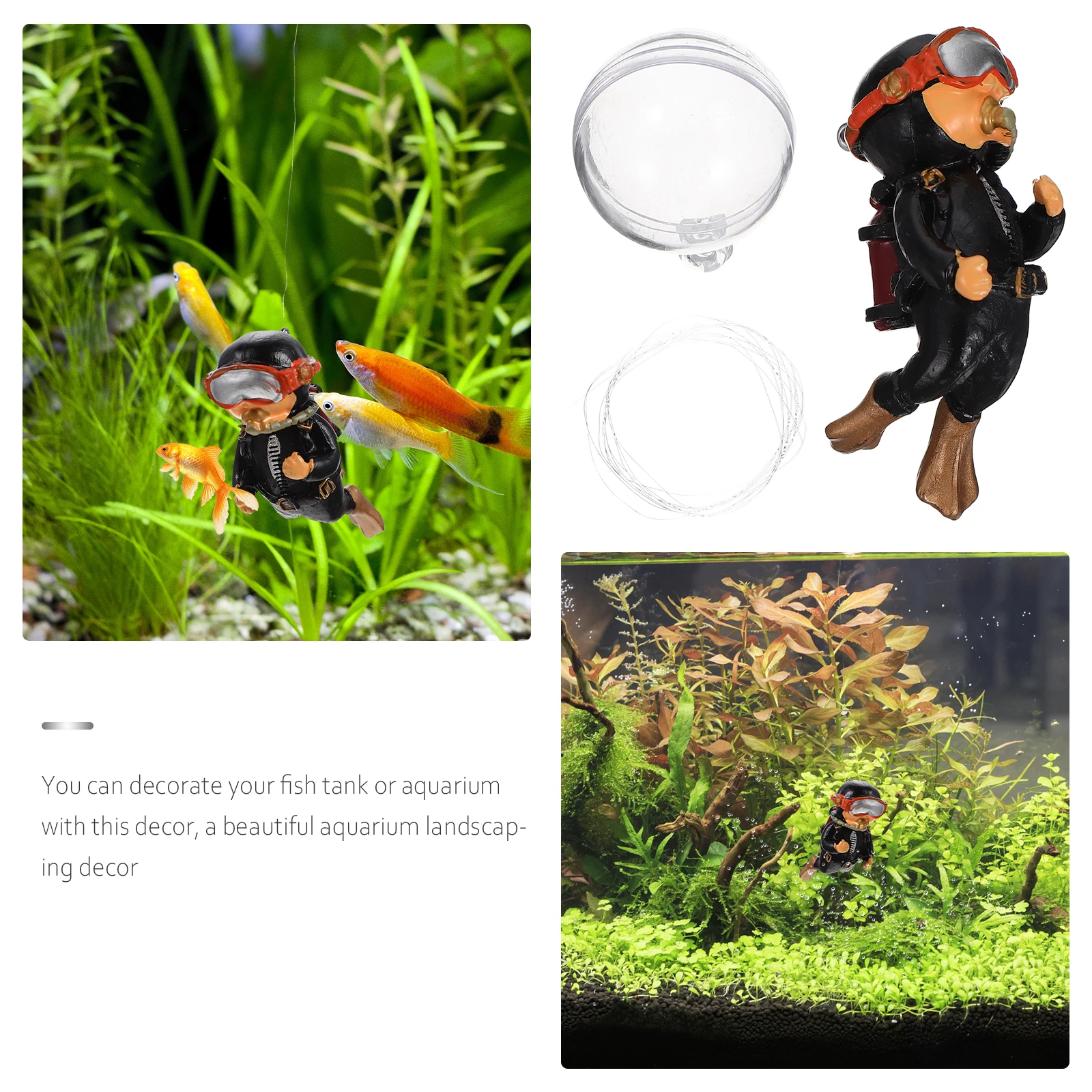 

Aquarium Floating Diver Sturdy PVC Fish Tank Natural Aquascaping Decoration Safe Non-Toxic Aquarium Decor