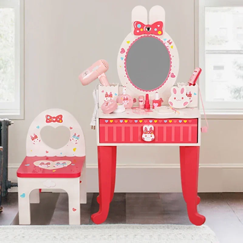 Pink Wooden Children's Dressers With Stools Exquisite Children's Dressers Gift Toy Toaletka Dla Dziewczynek Girls Room Furniture