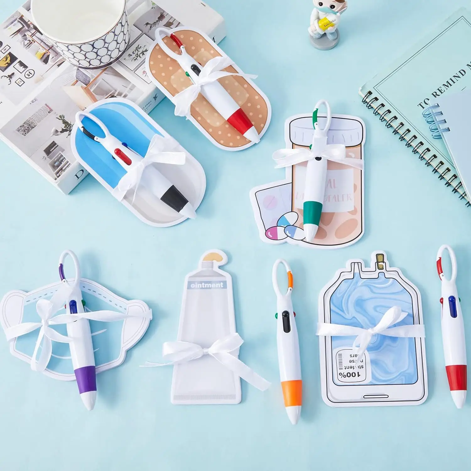 ตลกพยาบาลนักเรียนของขวัญพยาบาล Sticky Notepad พร้อมปากกา Retractable รถรับส่งปากกาพยาบาลสัปดาห์ Appreciation ของขวัญ