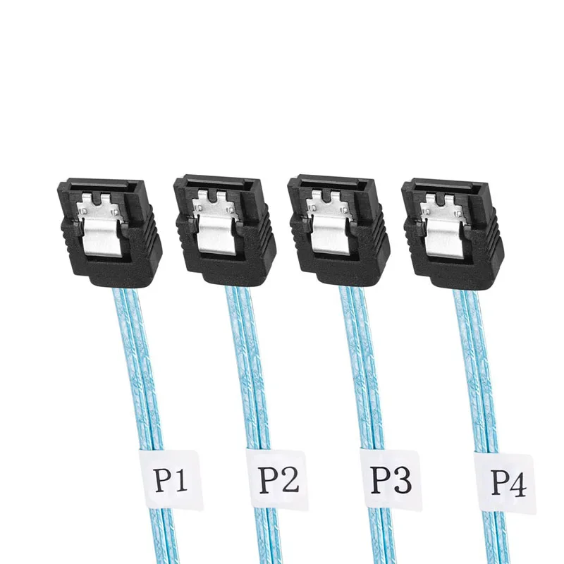 NEW 0.5/1M Slim Line Mini SAS 4.0 SFF-8654 4i 38 Pin Host to 4 SATA 7 Pin Target Hard Disk Fanout Raid Cable for Server Computer