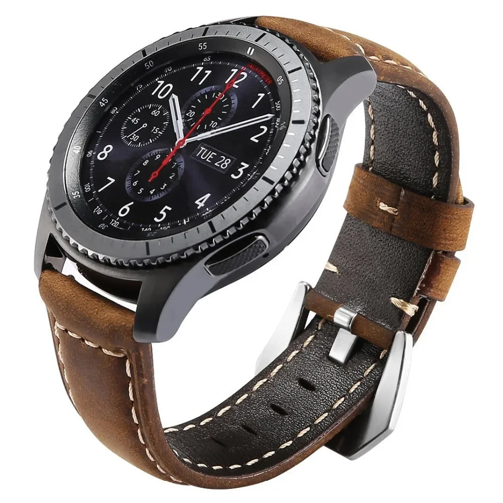 Cinturino in pelle da 22 mm per Samsung Galaxy watch 3 45mm/46mm Gear s3 Frontier braccialetto smartwatch Huawei watch GT-2-2e-pro GT2E cinturino
