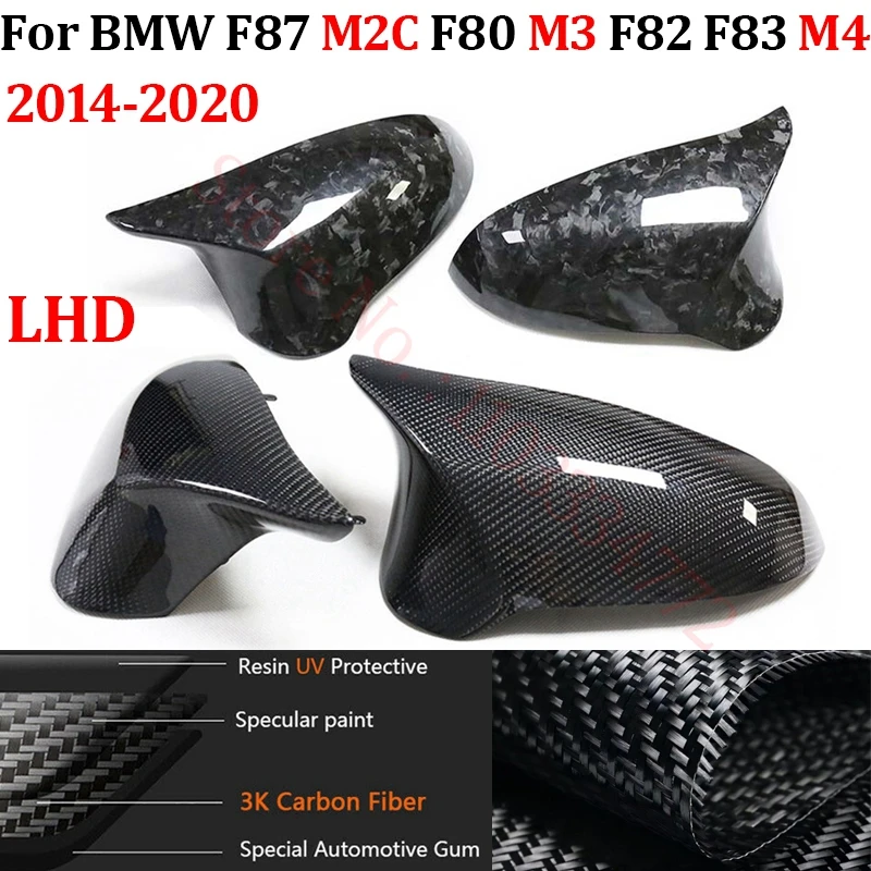 

LHD Rearview Mirror Cover For BMW F87 M2C F80 M3 F82 F83 M4 2014-2020 Real Carbon Fiber Side Mirror Shell Frame Replacement Case