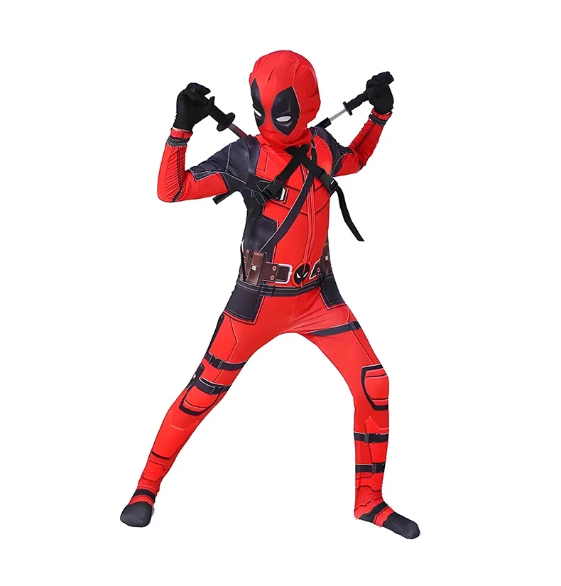 Halloween Weihnachtsfeier Deadpool Cosplay Kostüm Bodysuit Jumpsuit Schwert-Set Rollenspiel-Outfit Festival-Geschenk – Detail 4