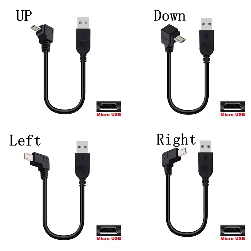 

Up Down Left Right Angled 90 Degree USB Micro Male to USB Data fast Charge connector Short Cable Cord 25cm 50cm 5M for Tablet