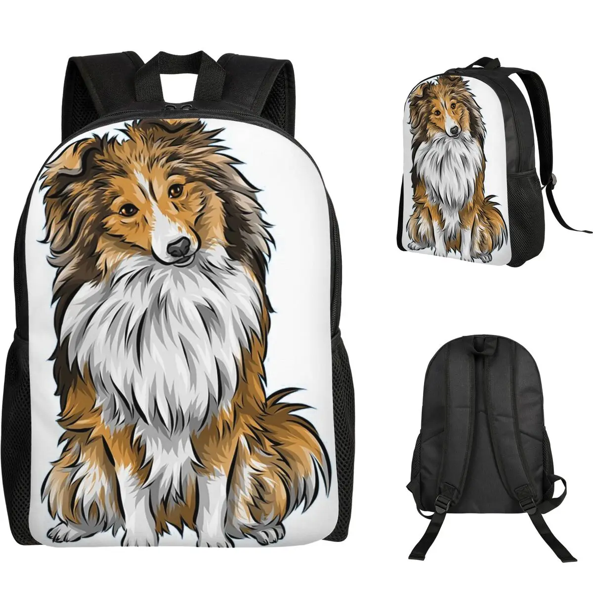 

Студенческий рюкзак Sheltie Dog, школьная сумка, походный дорожный рюкзак для мальчиков и девочек, модная сумка для книг, сумки на плечо