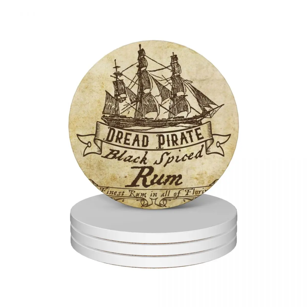 

Dread Pirate Spiced Rum Ceramic Coasters (Set of 4) christmas Cup for tea cute kitchen supplies personalize Coasters