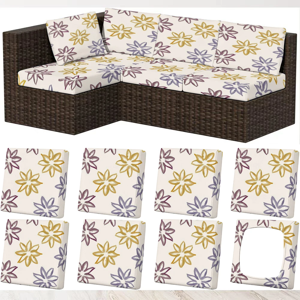 Spring Summer Floral Printed Outdoor Sofa Cover, Elastic Milk Silk Couch Cushion Protector, Pet - Friendly,