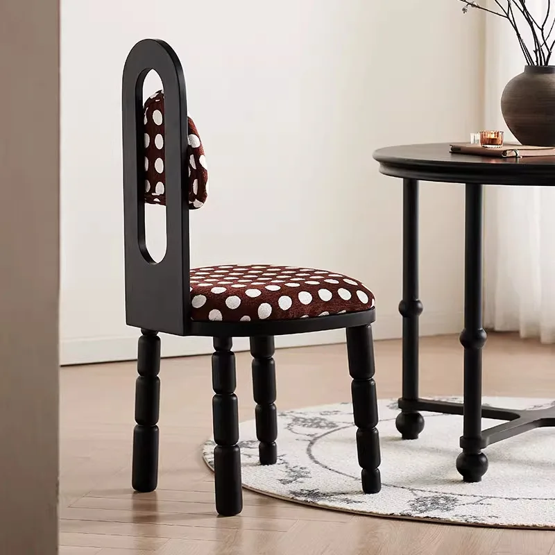 French retro style solid wood dining chair household simple modern back chair