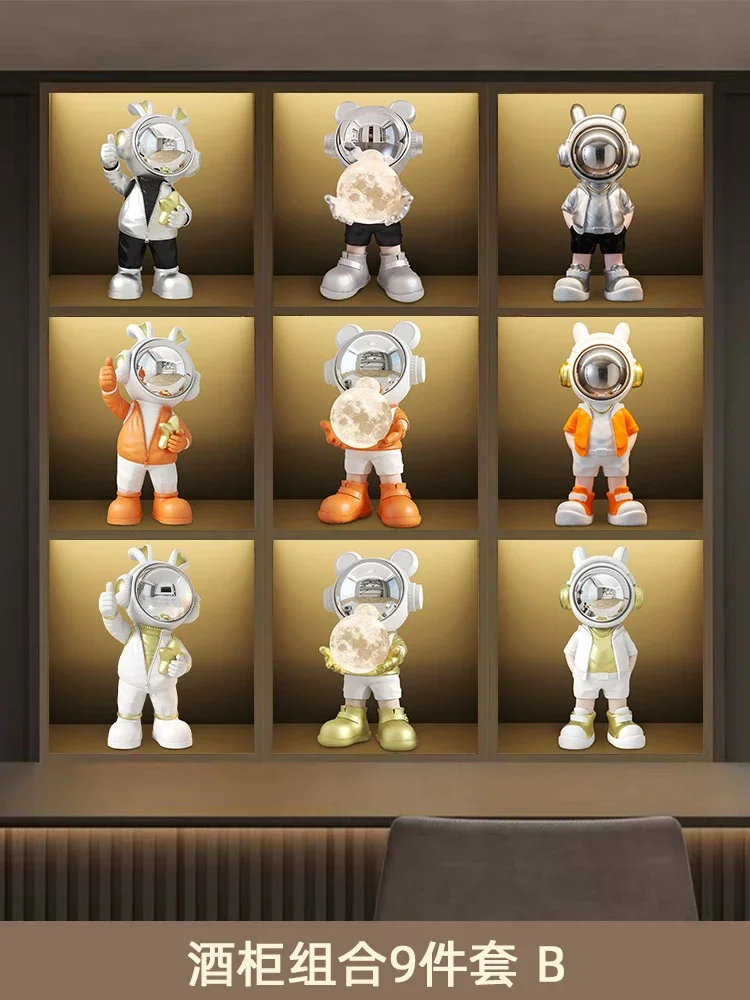 Orange Rocket Astronaut Series Living Room Decoration Home Decoration TV Cabinet Office Desk Astro Resin Decoration