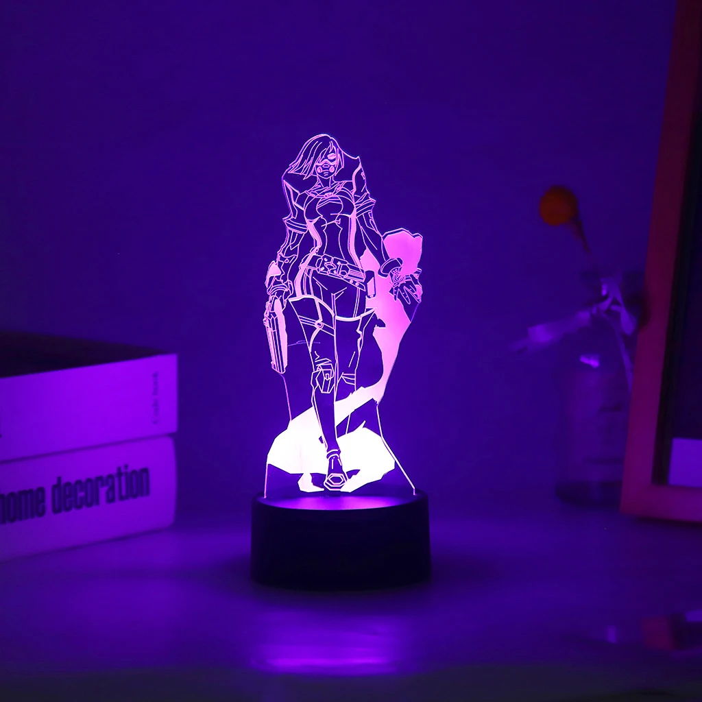 Valorant Viper 3D LED Candeeiro De Mesa Colorido, Quarto De Jogo Quente Luz, Decoração Nightlight, Killjoy, Figura Omen, Gamer, Dropshipping