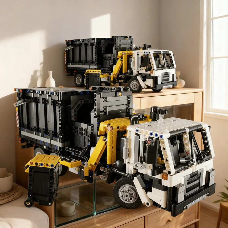 1911pcs MOC Mack LR SideLoader Garbage Truck Technical Model Building Blocks Christmas Gift Education Assemble Collection Kit