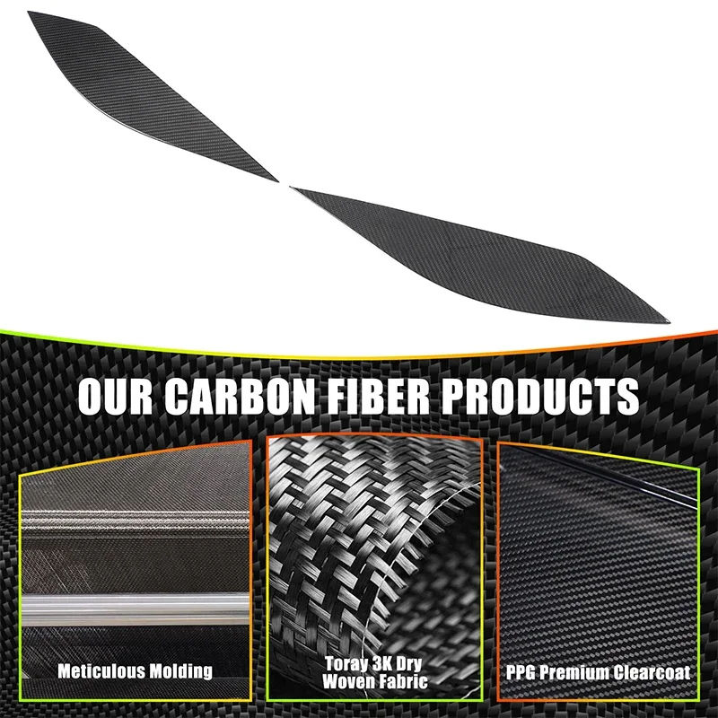 

2Pcs Real Carbon Fiber For Chevrolet Corvette C7 2014-2019 Car Headlight Brow Decoration Sticker Car Protection Accessories