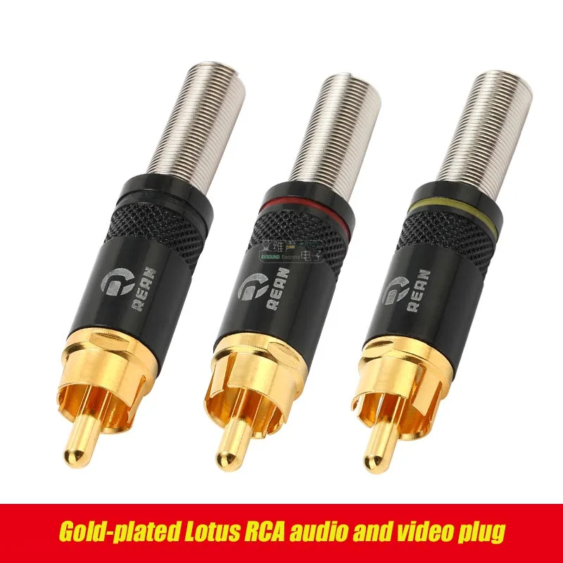 REAN Lotus RCA Audio Head AV Audio Video Plug Gold-plated With Spring Large Tail Diameter NYS366-BG Fever HIFI Cable Connector