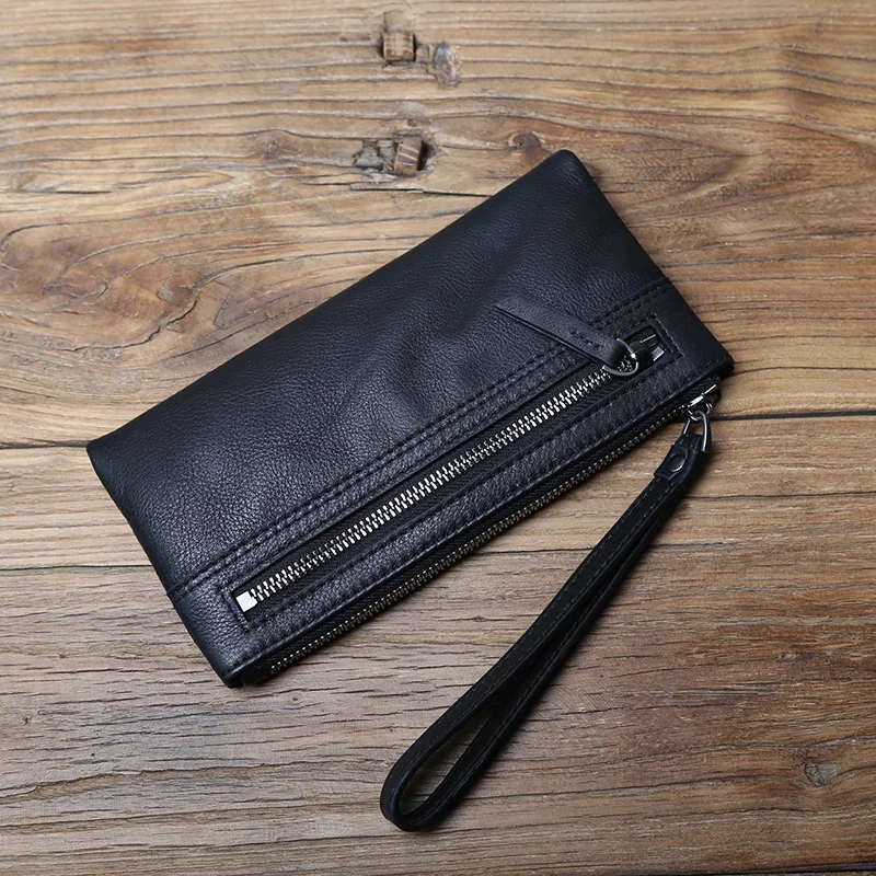 NZPJ Echtem Leder männer Kupplung Top Schicht Rindsleder Lange Zipper Brieftasche Aus Weichem Leder frauen Brieftasche Große Kapazität Dünne telefon Tasche – Detail 5