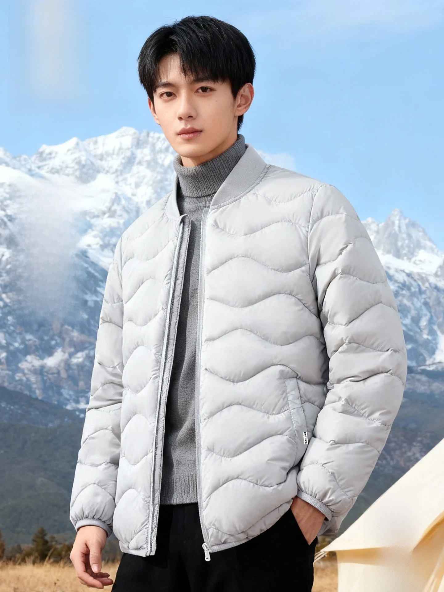 

Monkey Brand American Sle Baseball Collar Men's Winter Casual Warm Du down Jaet CleanFit Loose Fit Zipper Cl...