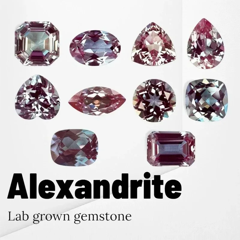 Alexandrite Lab Grown Change Color Stone Charms Gemstone for DIY Ring Necklace Earrings Main Materials Selectable Certificate