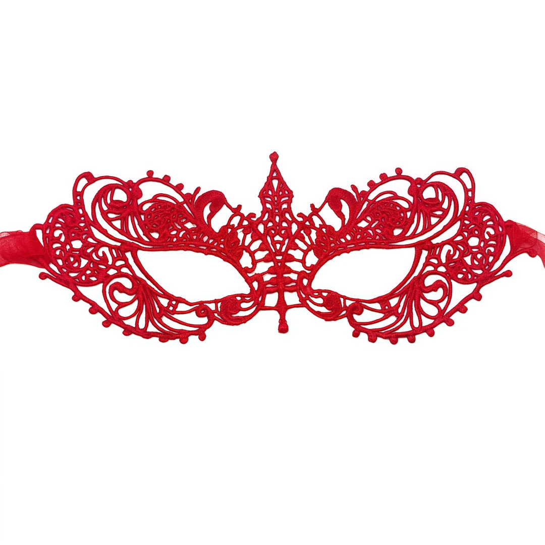 1 Stück Kreative Einfache Rote Spitzen-Augenmaske Unstrukturierte Karnevalsmaske Maskerade Halbgesichts-Spitzenmaske Party-Accessoire – Detail 5