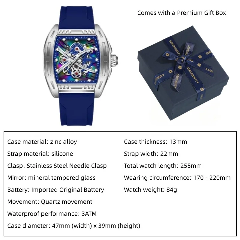 Retro Barrel Shape Watch, Hollow Out Laser Dial Quartz, Simple Fluorescent Men's Wristwatch for Office & Daily, with Gift Box