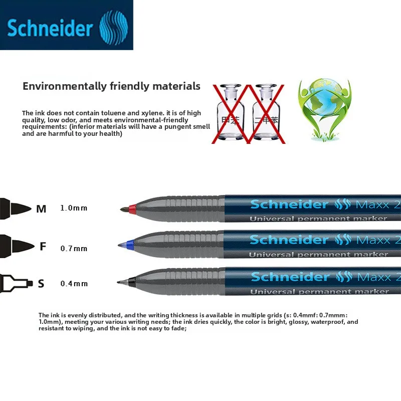 1PCS Schneider Permanent Marker Waterproof Writing Marker Pen for Cd Film Photo Sign Pen Card 220S/222F/224M Celebrity Autograph