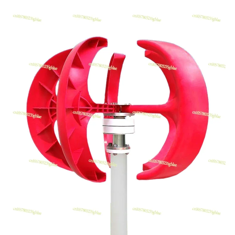 Vertical Axis Red Lantern RV with Wind Turbine, Light Wind Can Start Power Generation 100W-600W