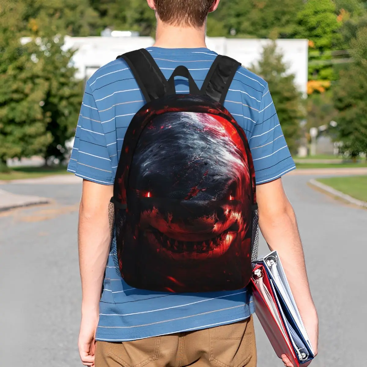 Great Shark Open Its Mouth Cartoon Backpack Student BookBag Children School Bag Computer Shoulder Bags for Boys Girls