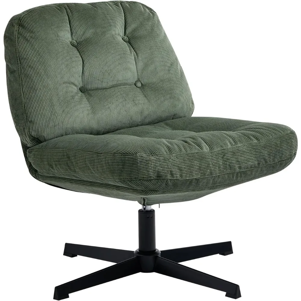 Swivel Vanity Chair with Padded Seat, Modern Fabric Design, Armless and Wheel-less