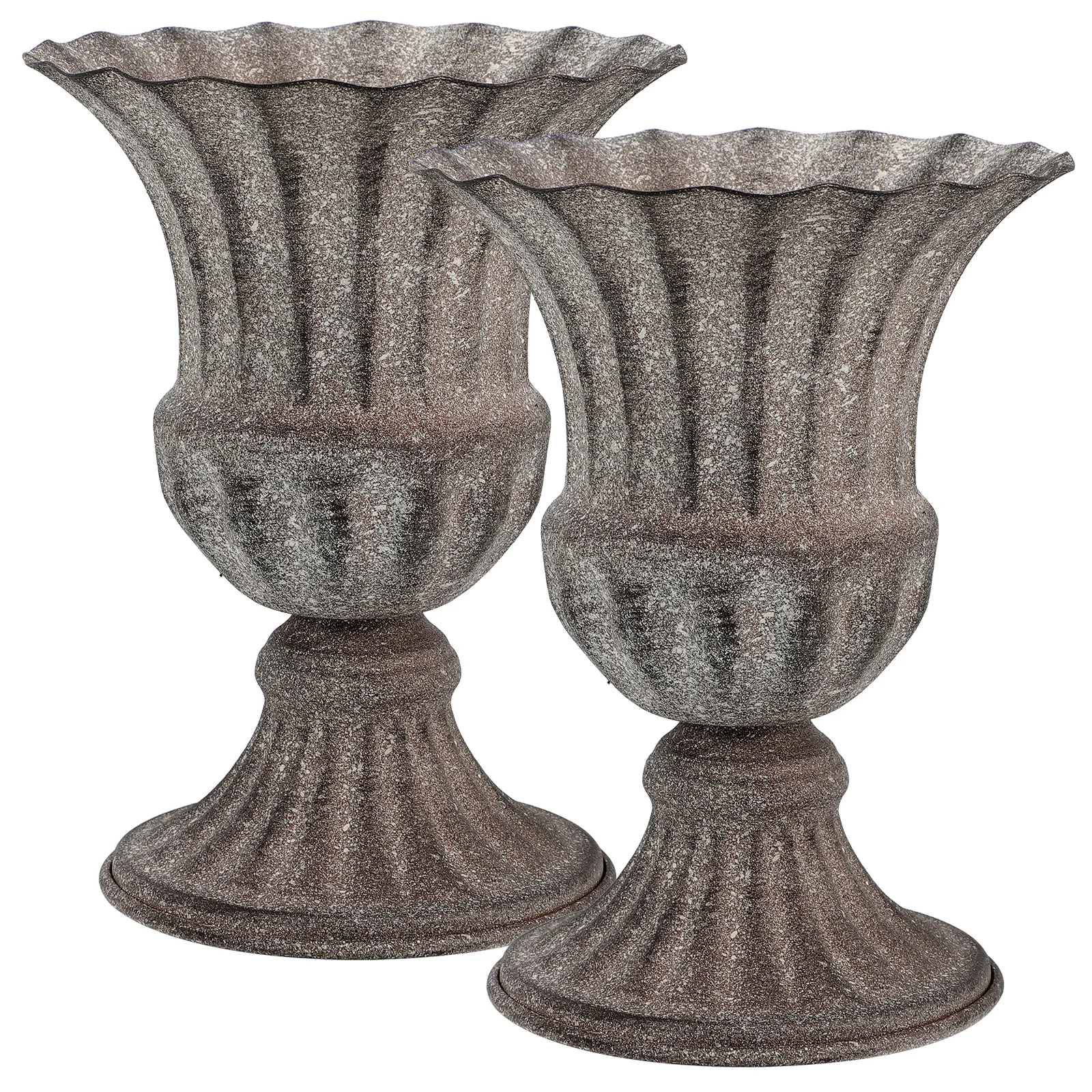 

2Pcs Cemetery Vase Iron Grave Flower Pot Stable Base Memorial Urn Planter Suitable for Lawn Garden Urn Planter