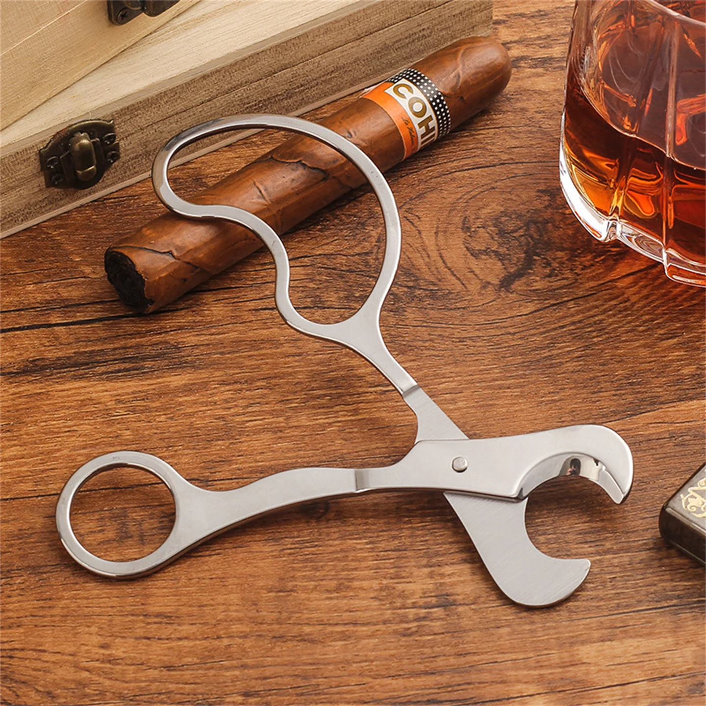 Cigar Clipper Silvery Stainless Steel Cigar Cutter Scissors Men Smoking Tools Accessories Father's Day Gift