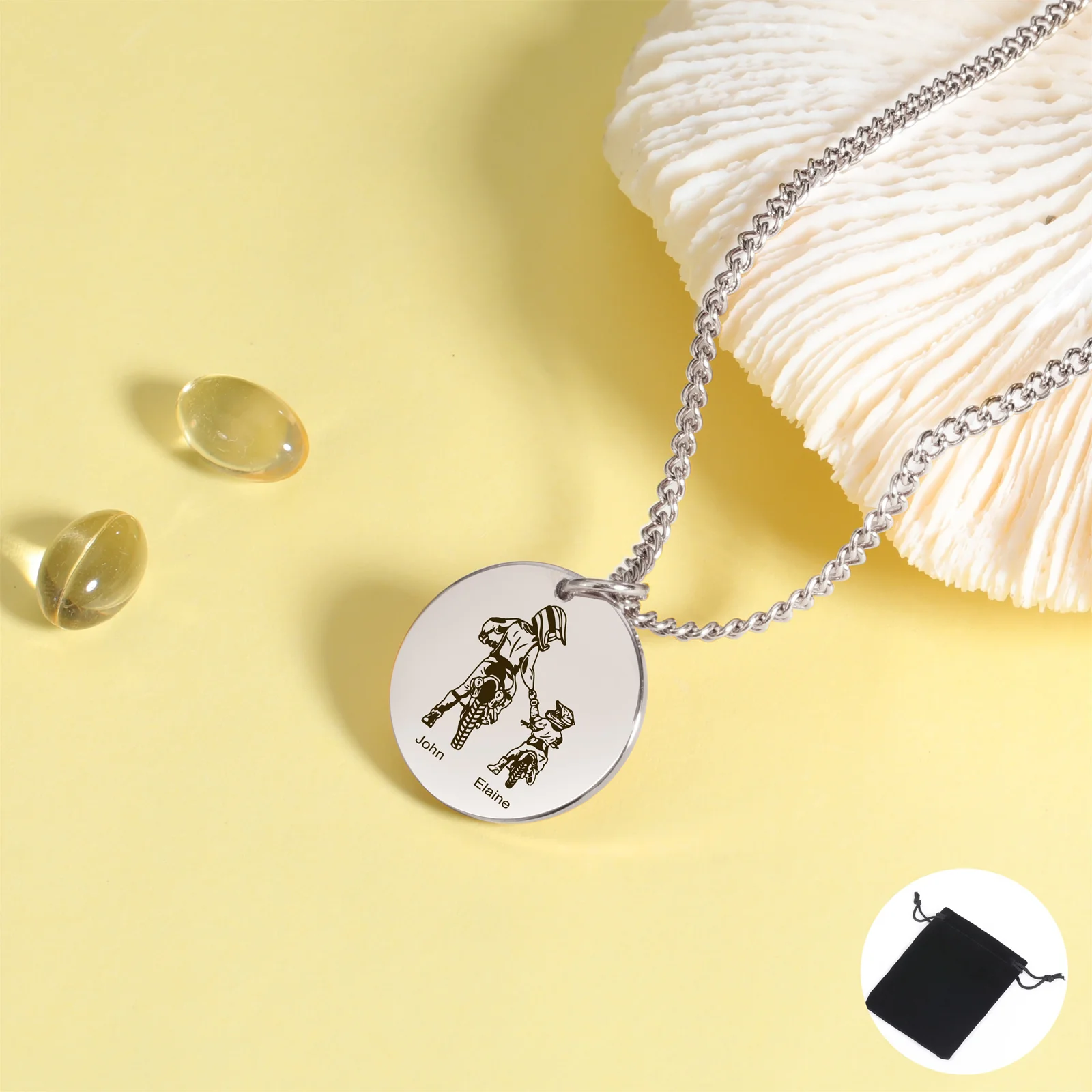 Customized Name Date Motorcycle Dad Family Necklace Stainless Steel Personalized Carving Name Rider Racing Gift