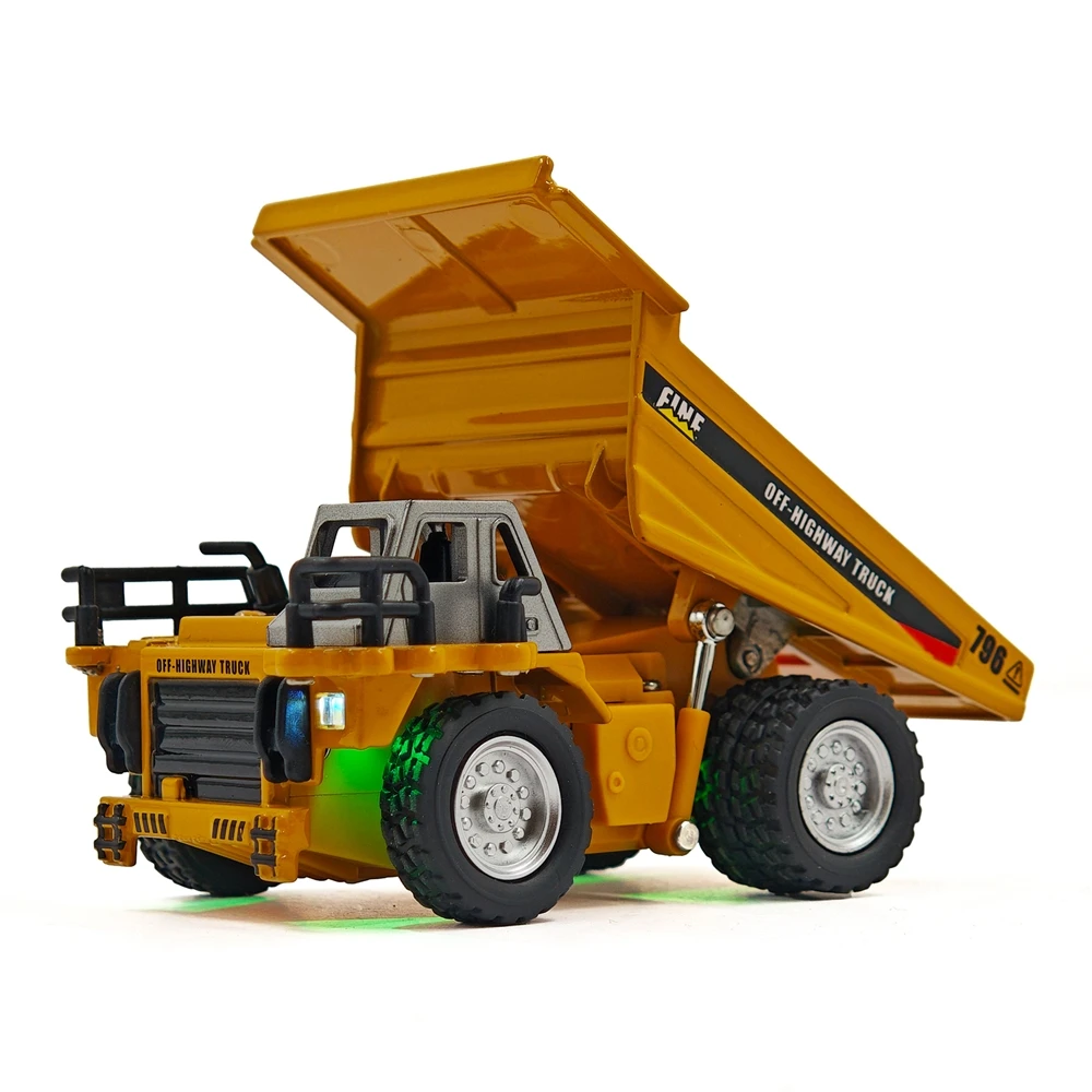 TRASPED HG4-431 RTR 1/64 2.4G Mini RC Car Alloy Dump Truck Support App Remote Controlled LED Light Sound Engineering Vehicle Toy