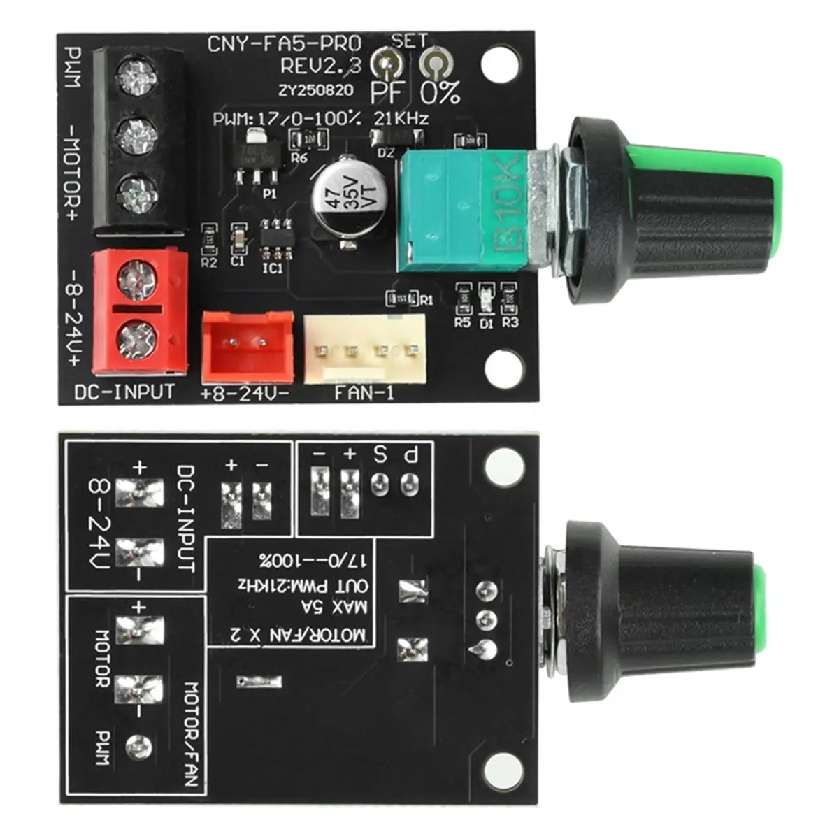 DC Brushless Motor Speed Controller Module - 8-24V Wide Voltage, 5A 60W 120W Max, PWM Control for DIY Fans & Motor -