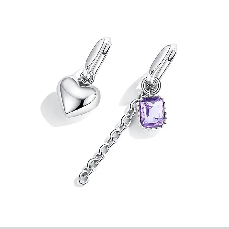 MEWANRY Prevent Allergy Silver Color Love Purple Earrings for Women Irregular Creative Personality Wedding Jewelry Gifts