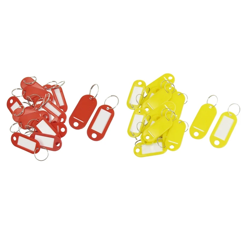 40 Pcs Key ID Tags Labels Keyring Yellow & Red