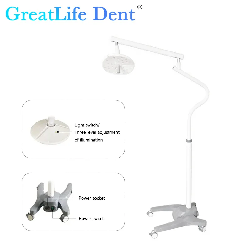 GreatLife Dent 27 Leds 36w Floor Standing LED Shadowless Operating Lamp 50000 Lux Examination Light Dental Surgical Light Lamp