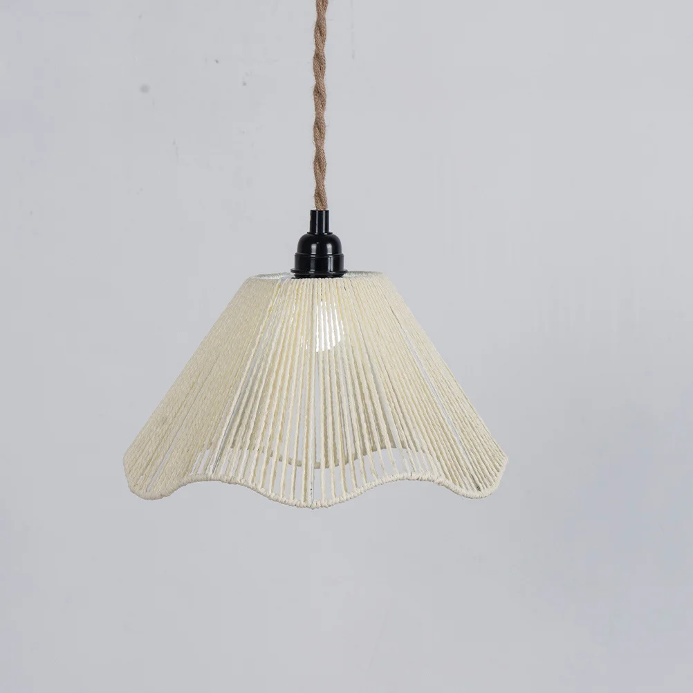 

Paper String Woven Lamp Shade Chandelier Pendant Ceiling Light Cover Handmade Vintage Farmhouse Restaurant Bar Hotel