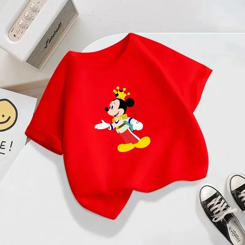 Disney Mickey Mouse print T-shirt Casual loose pullover Base shirt New style cartoon top baby thin soft cute short sleeve