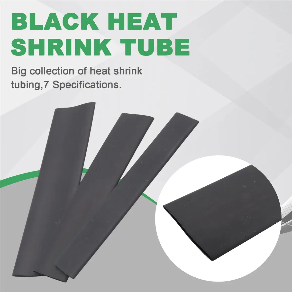 A50U 127Pcs Black Heat Shrink Sleeving Tubing Tube Assortment Kit